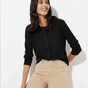 NWT LOFT XS Textured 3/4 Sleeve Cardigan Black